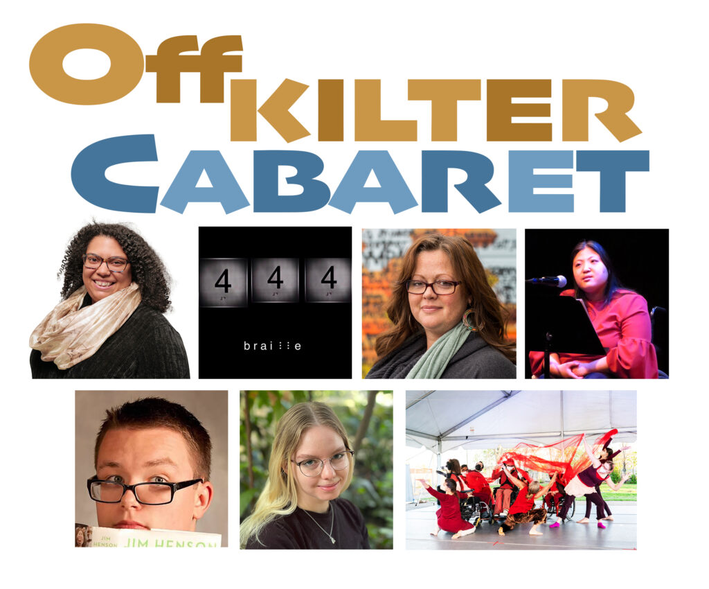Graphic images of the featured performers at the Off-Kilter Cabaret