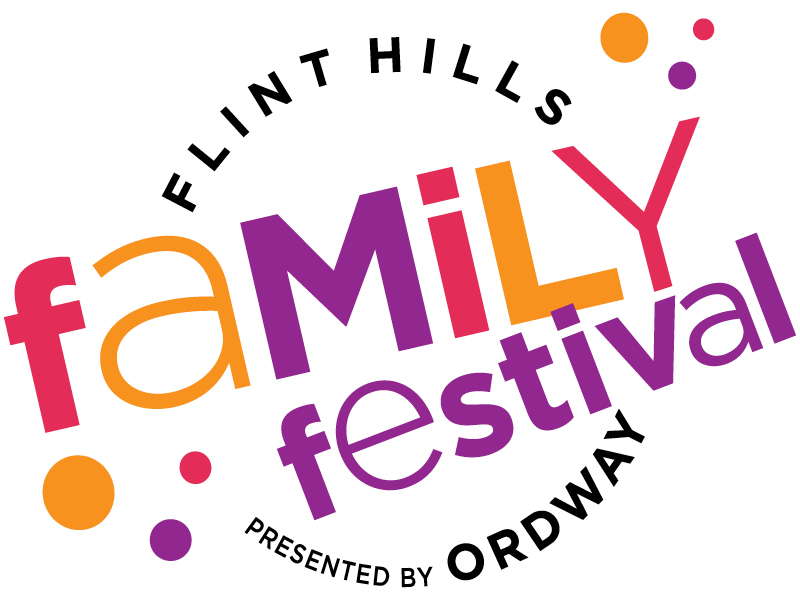The logo of the Flint Hills Family Festival with colorful circular dot accents in pink, purple and orange.