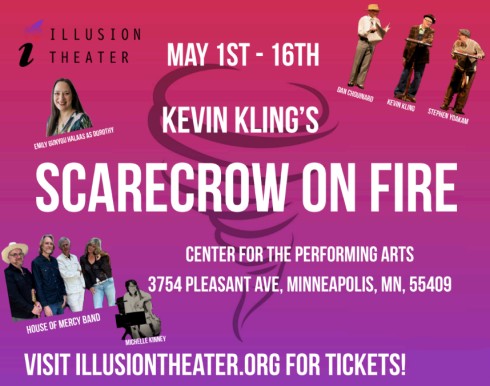 Show logo with text and images of actors and musicians